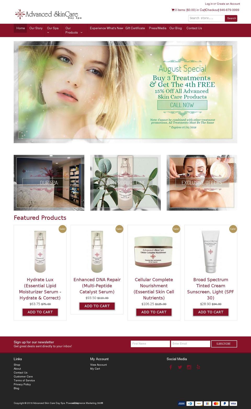 advancedspa.com shopify website screenshot