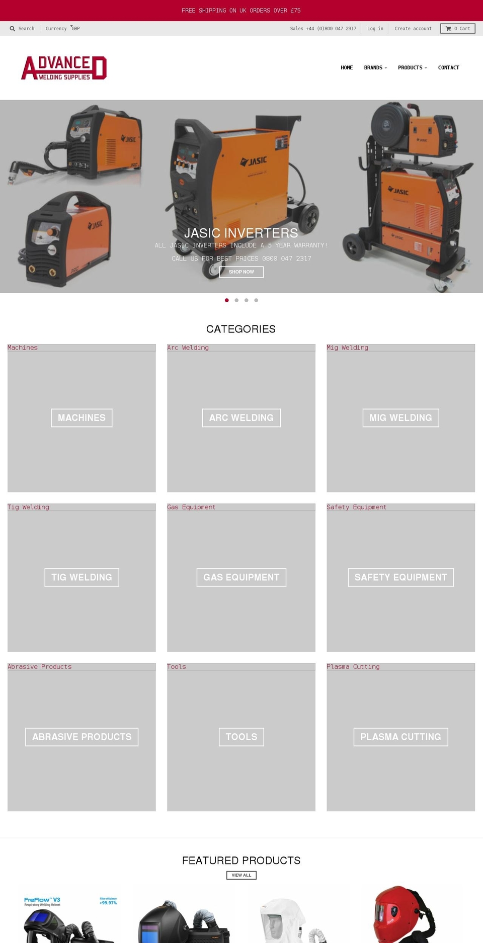 advancedweldingsupplies.com shopify website screenshot