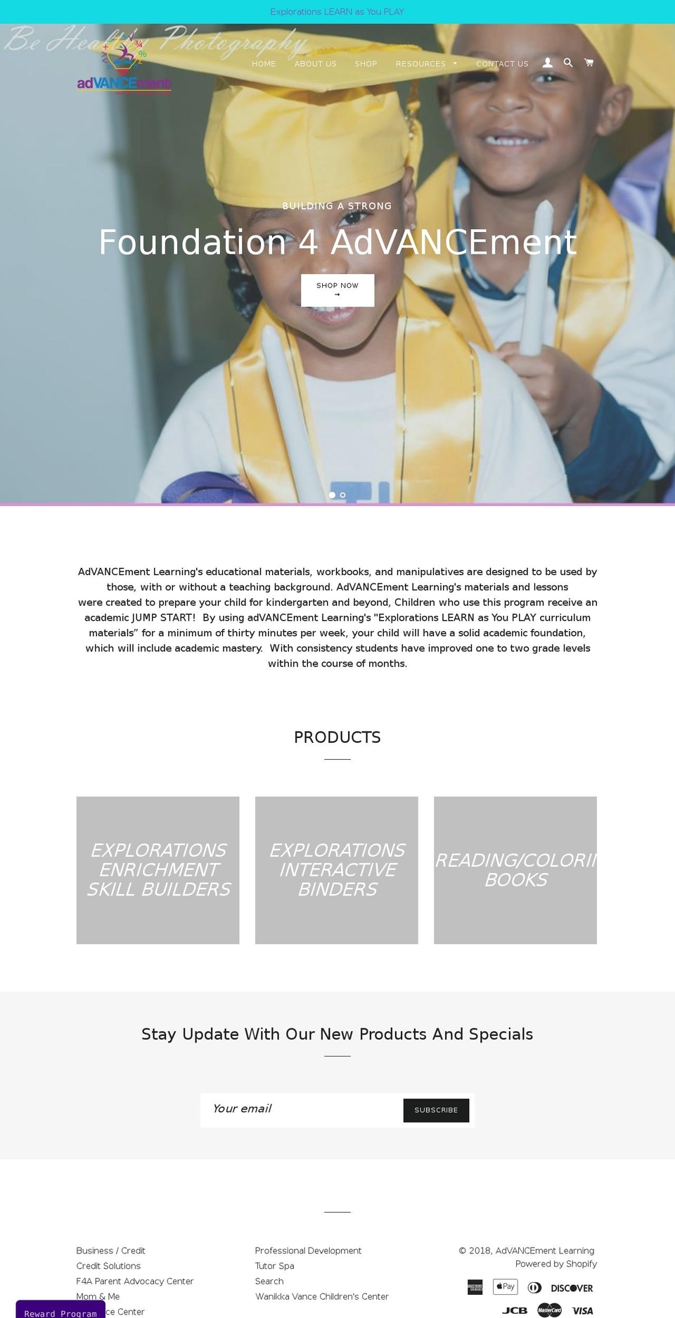 advancementlearning.com — Shopify storefront screenshot