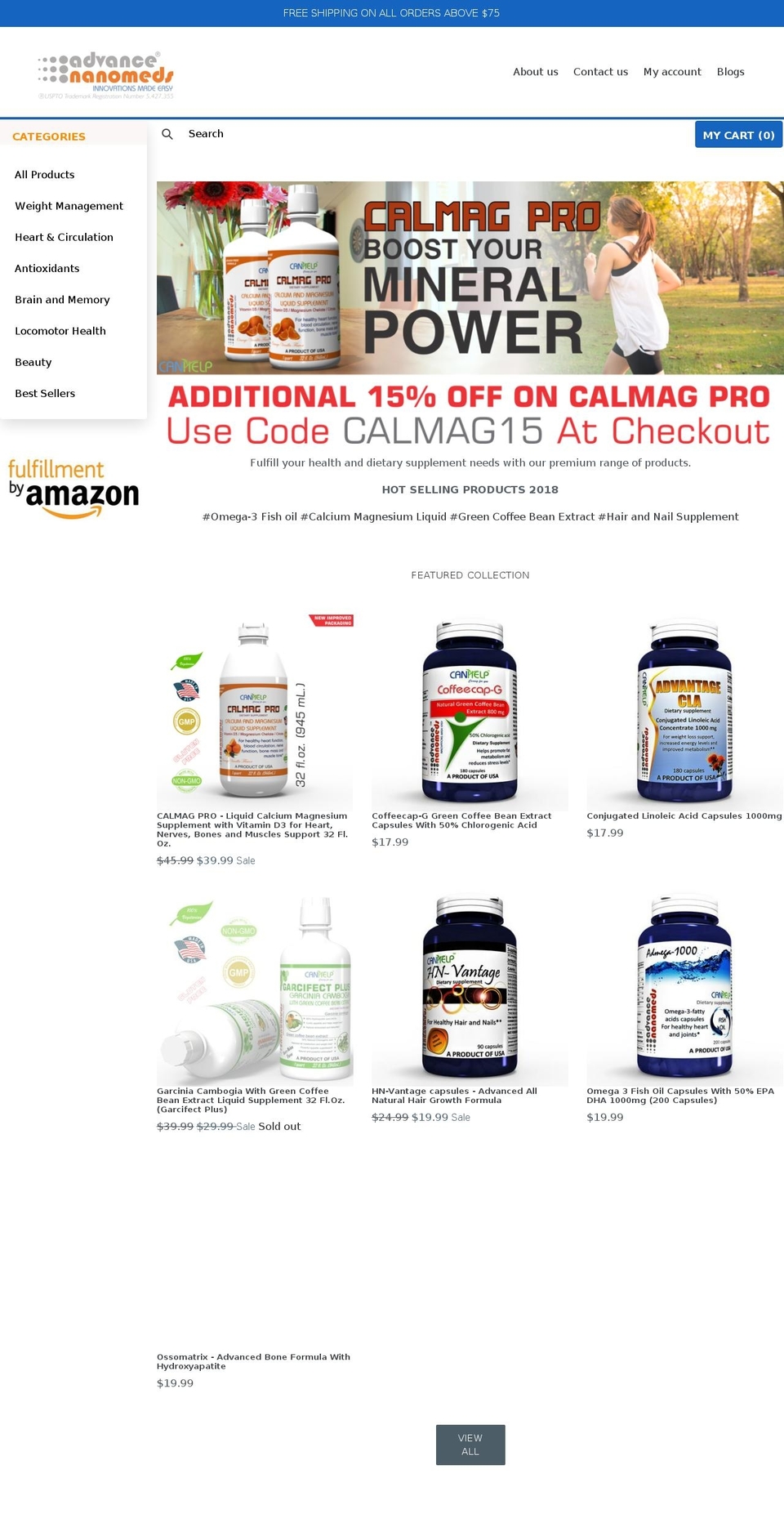 advancenanomeds.com shopify website screenshot