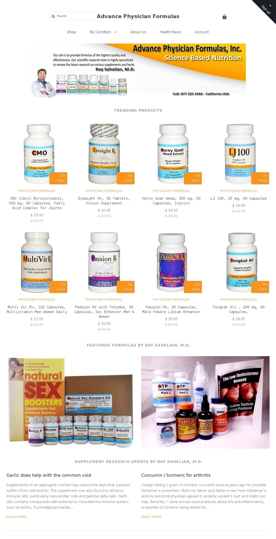 advancephysicianformulas.com shopify website screenshot