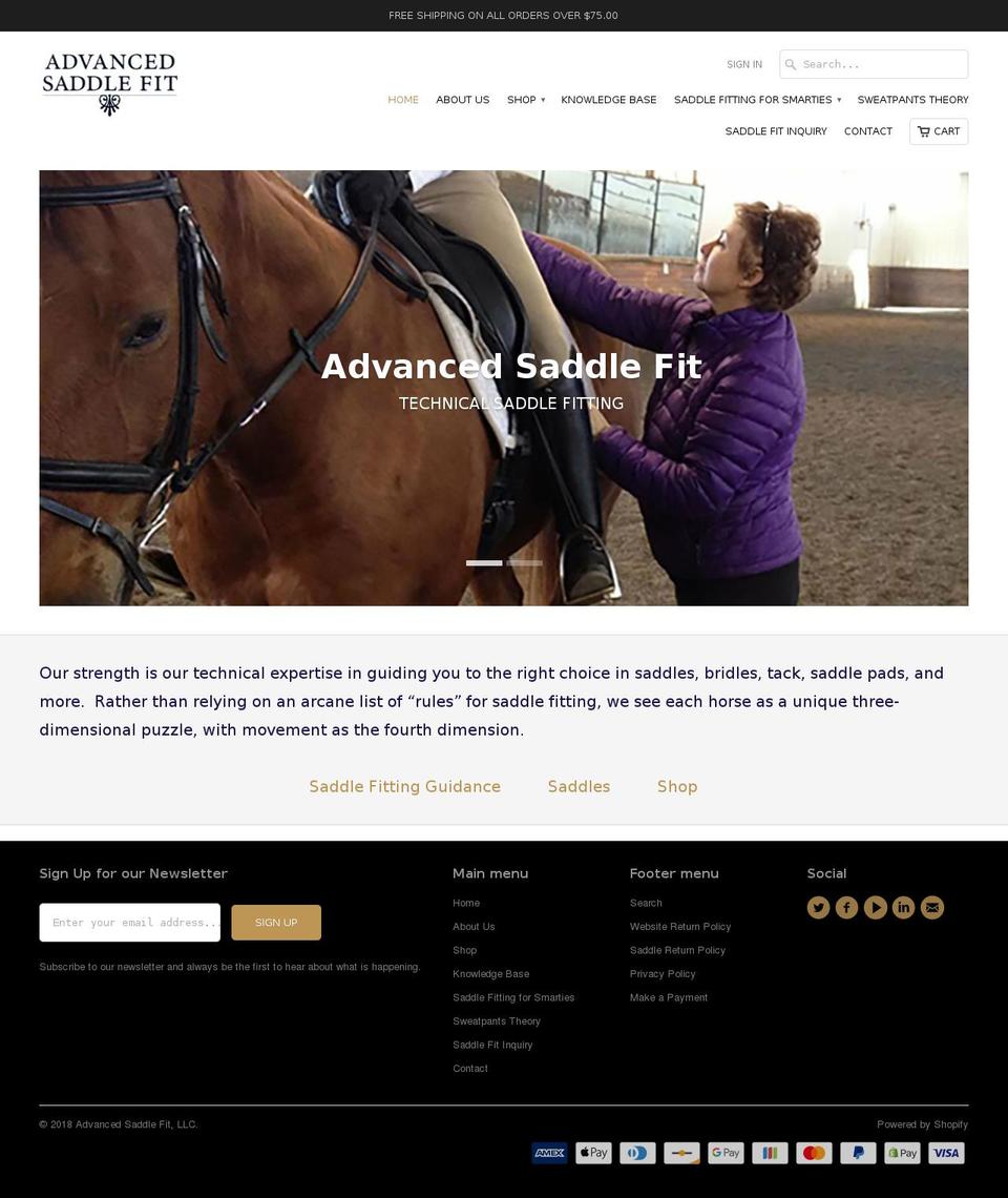 advancesaddlefit.com — Shopify storefront screenshot