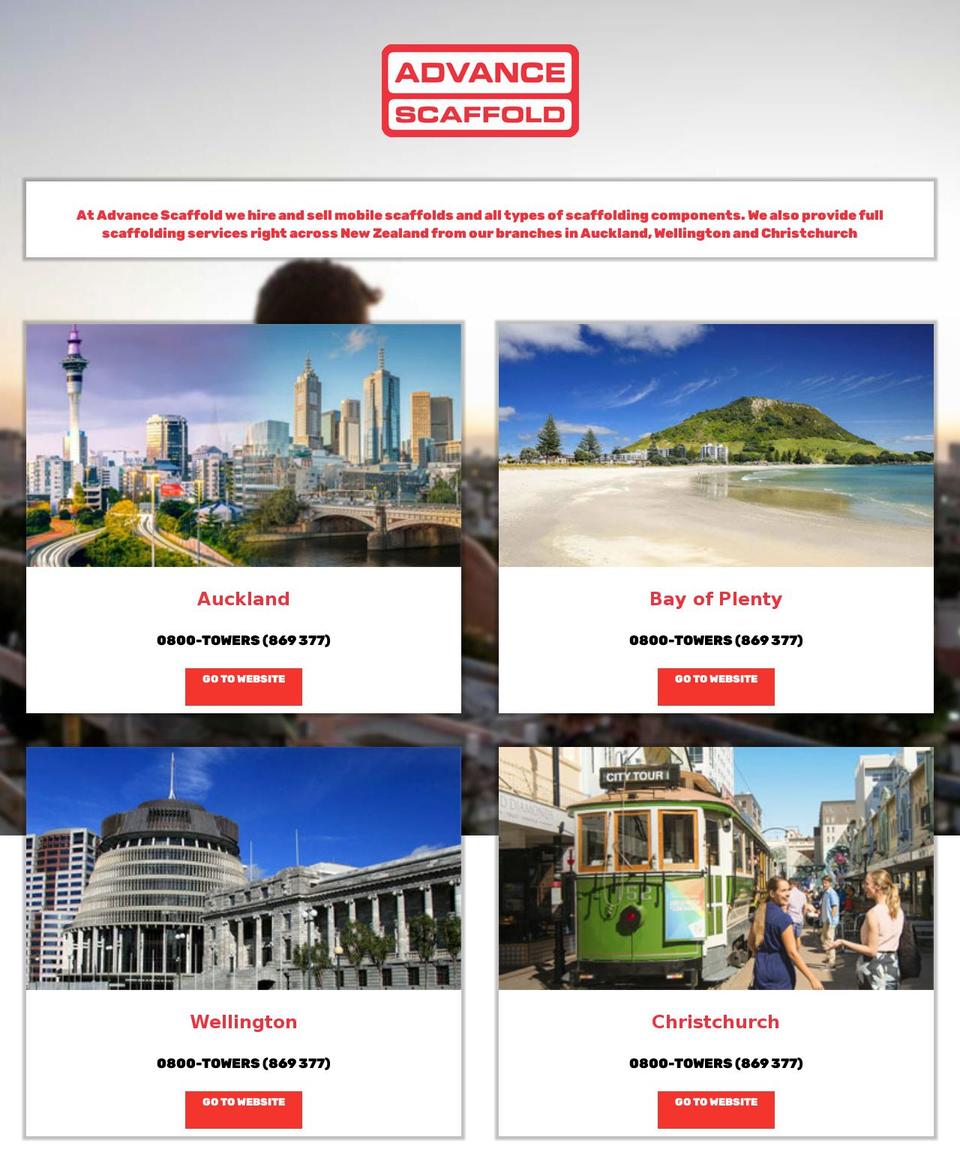 advancescaffold.co.nz shopify website screenshot