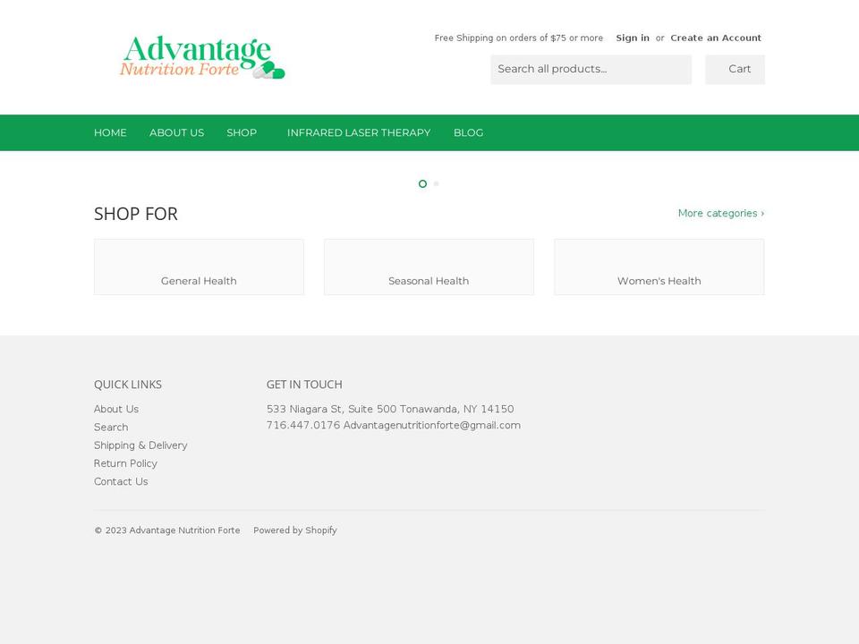 advantagenutritionforte.com shopify website screenshot