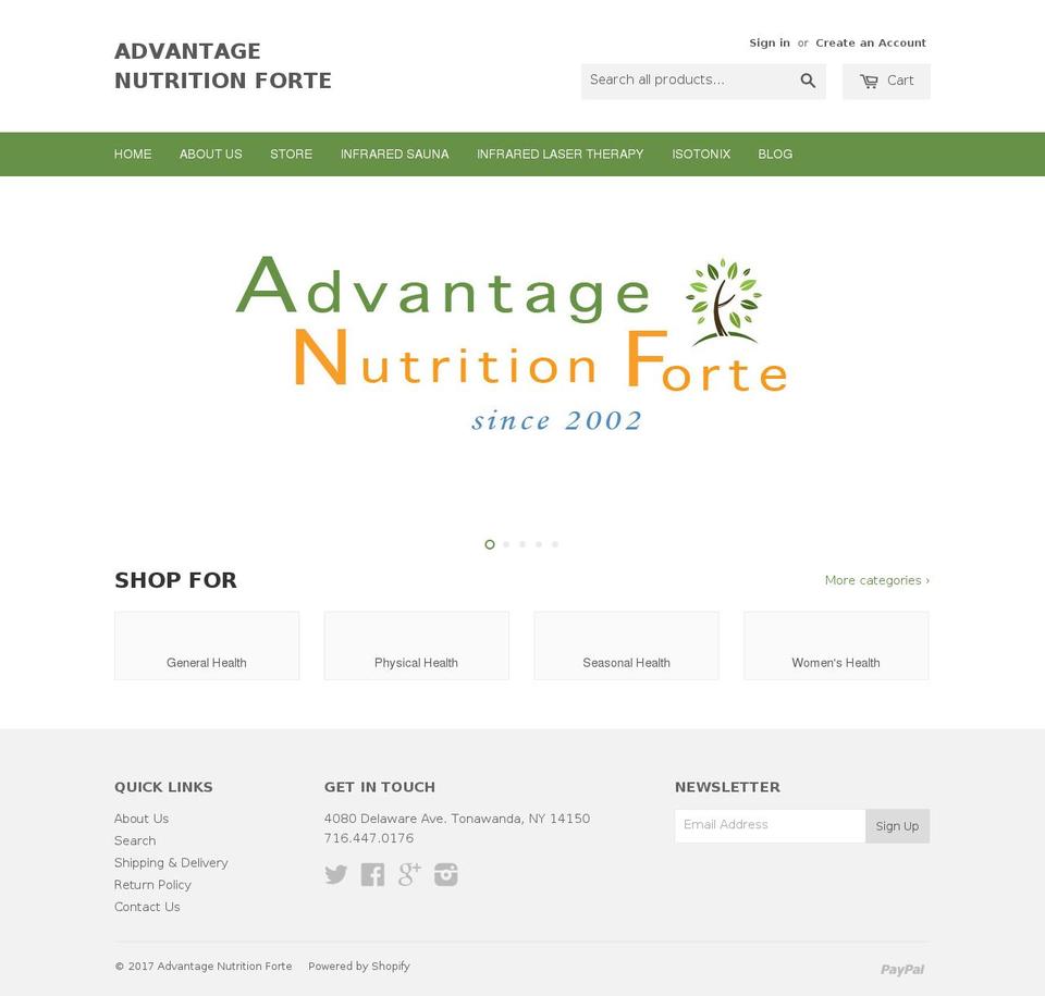 advantagenutritionforte.net shopify website screenshot