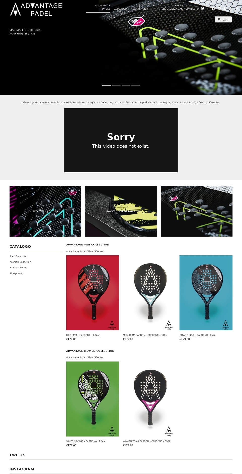 advantagepadel.com shopify website screenshot