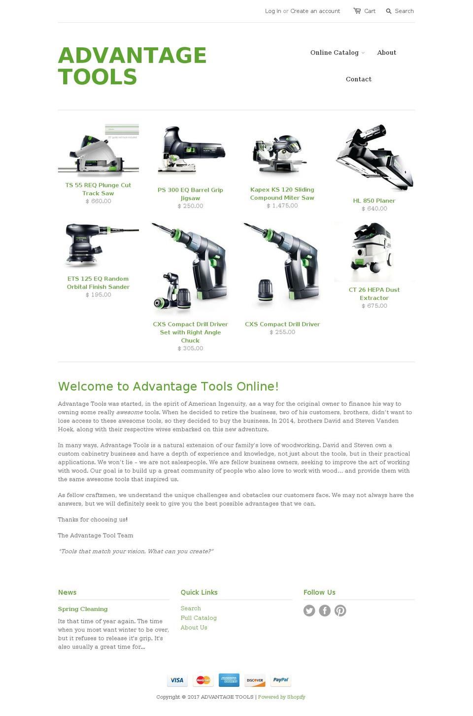 advantagetoolsusa.com shopify website screenshot