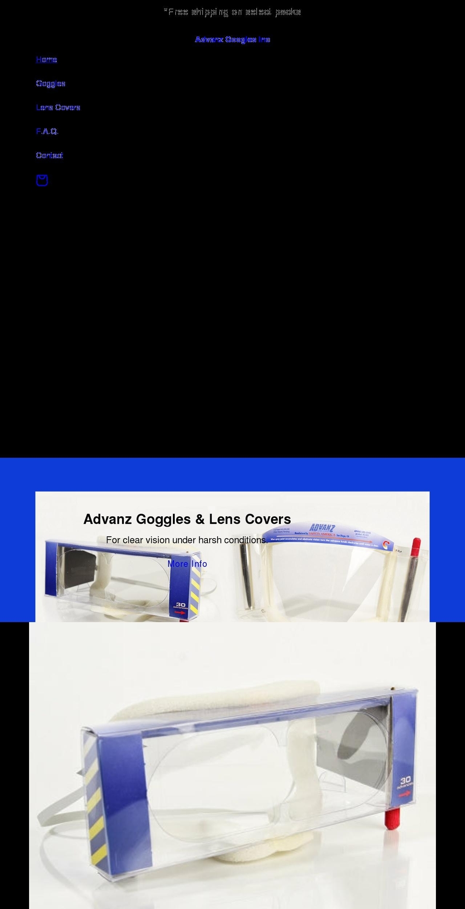advanzgoggles.com shopify website screenshot