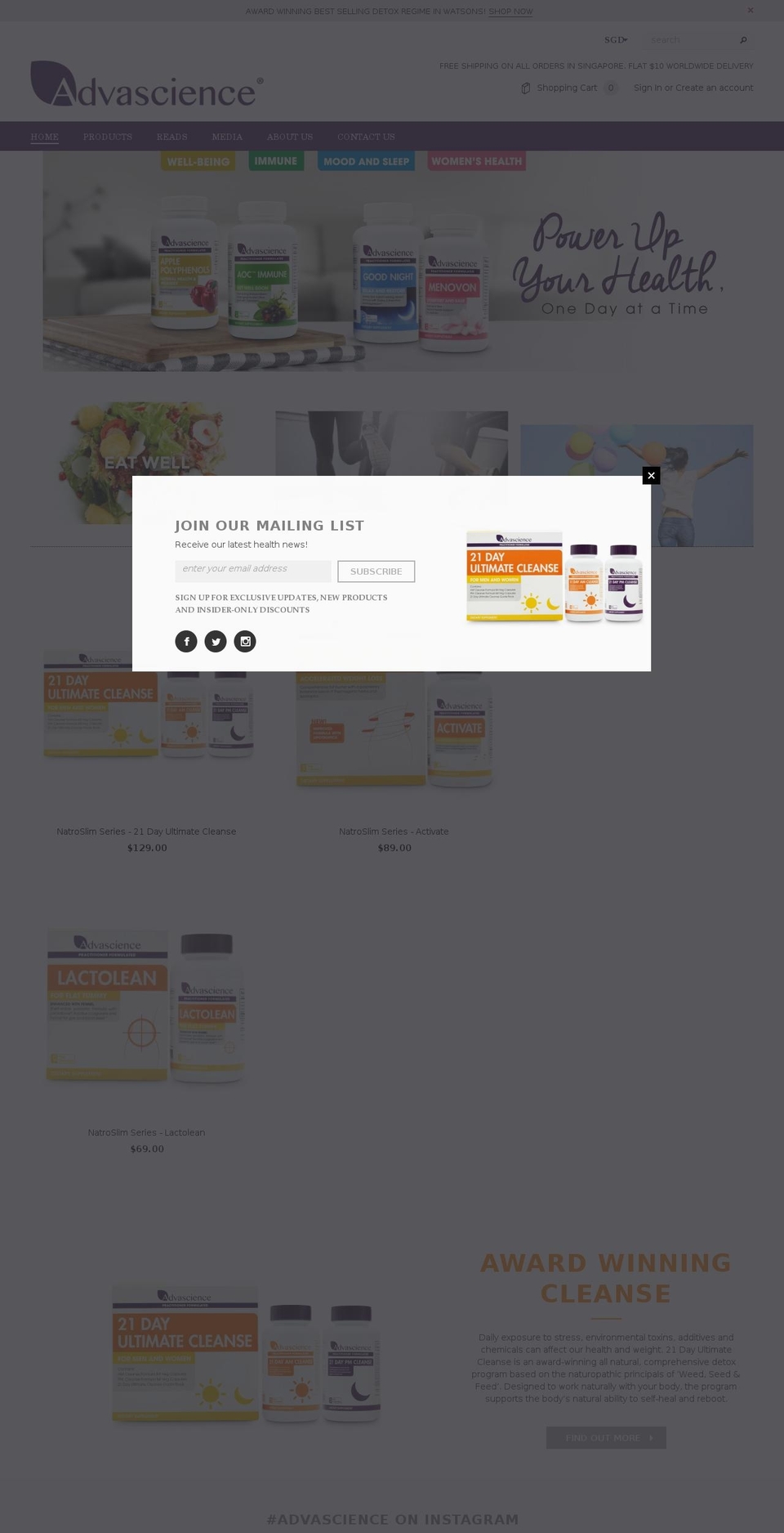 advascience.com shopify website screenshot