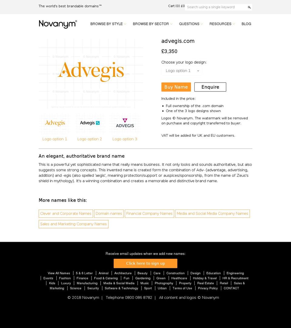 advegis.com — Shopify storefront screenshot