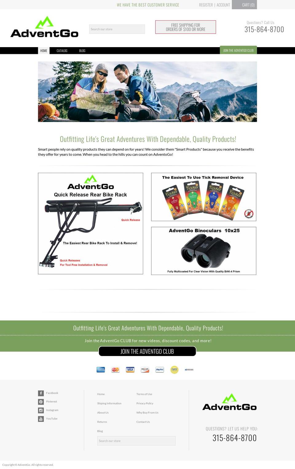 adventgo.com shopify website screenshot