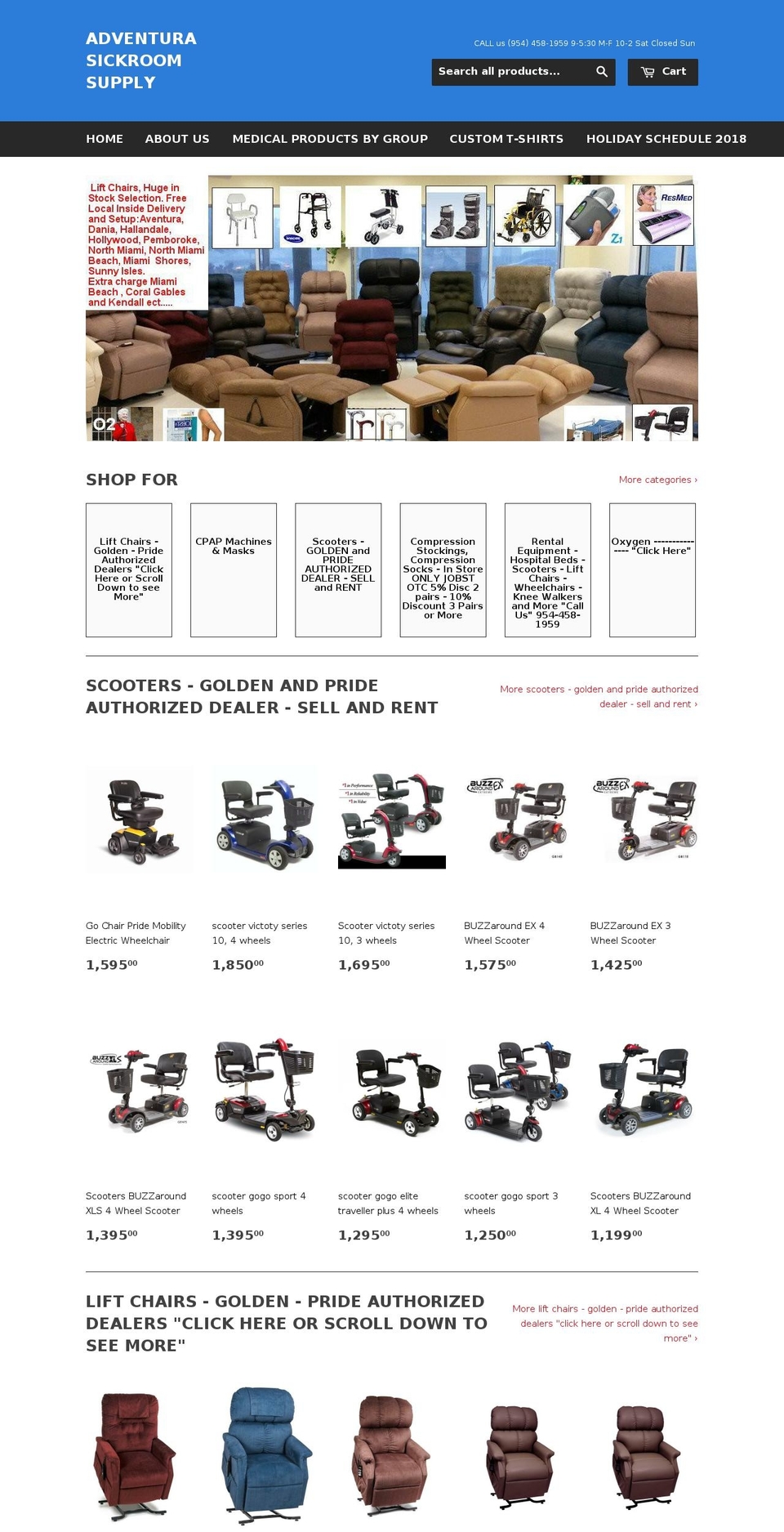 adventura-sickroom.com — Shopify storefront screenshot
