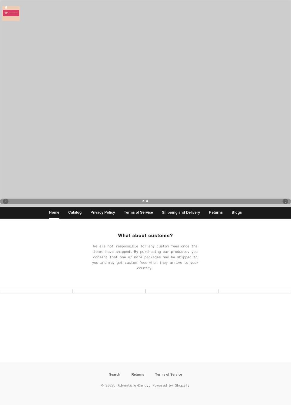 adventure-dandy.myshopify.com shopify website screenshot