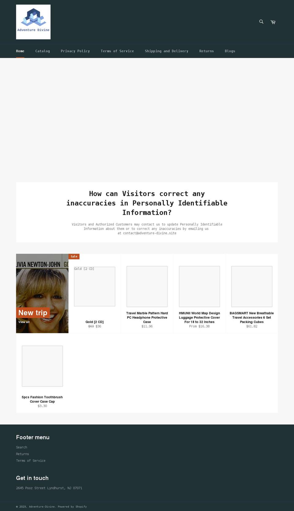 adventure-divine.myshopify.com shopify website screenshot