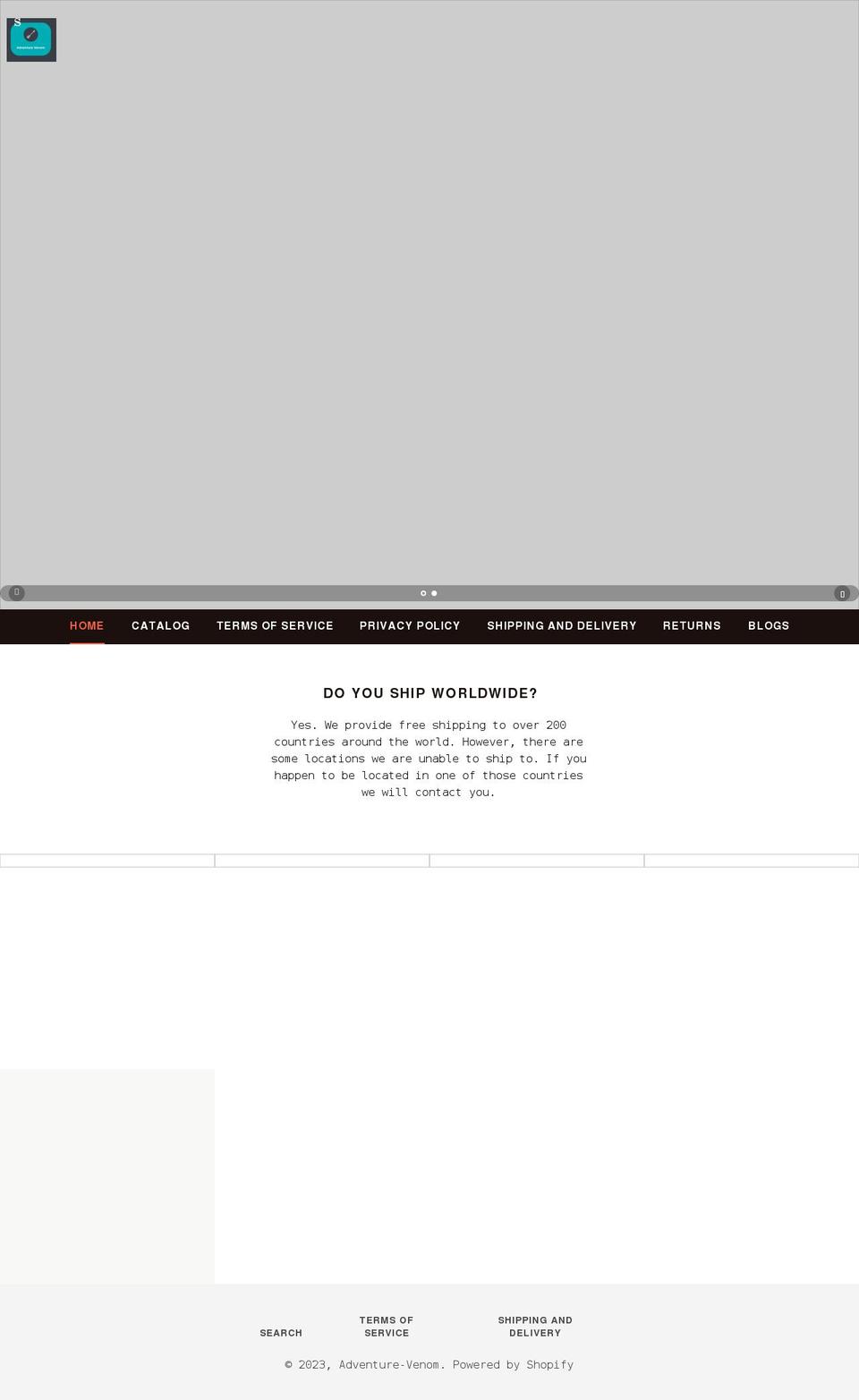 adventure-venom.myshopify.com shopify website screenshot