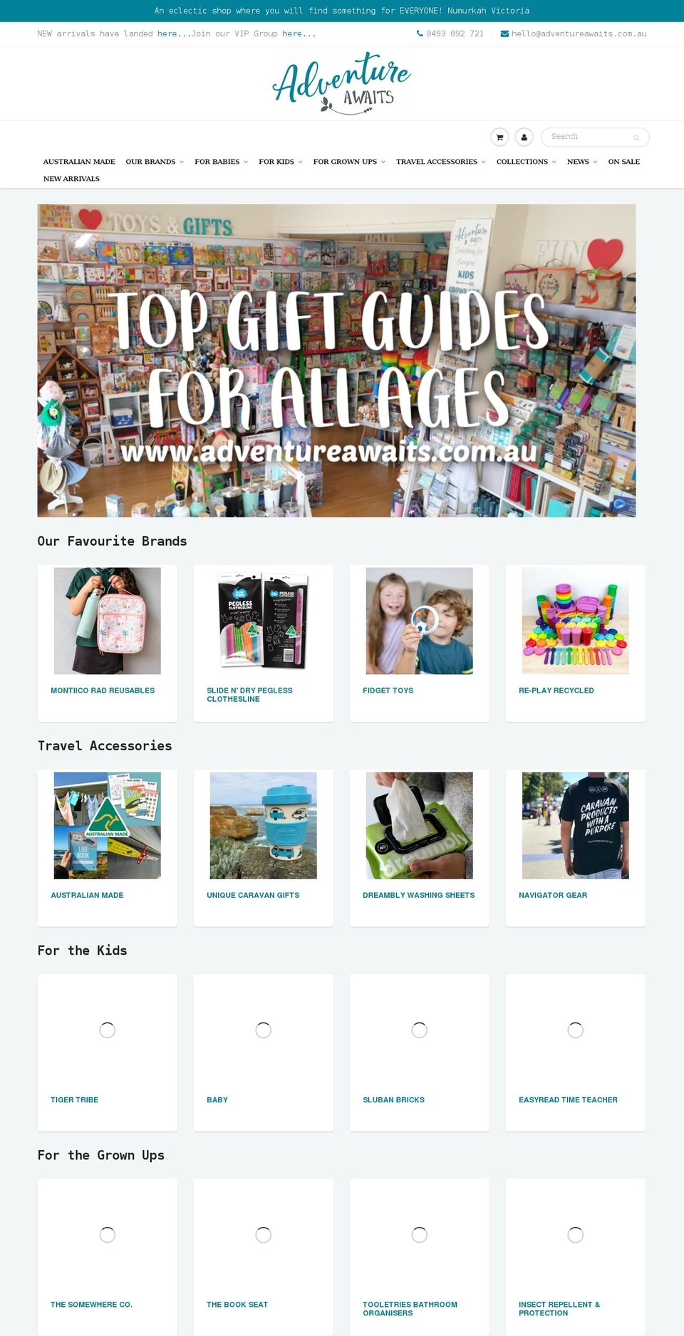adventureawaits.com.au shopify website screenshot