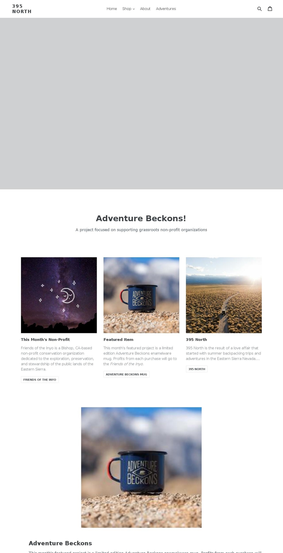 adventurebeckons.com — Shopify storefront screenshot
