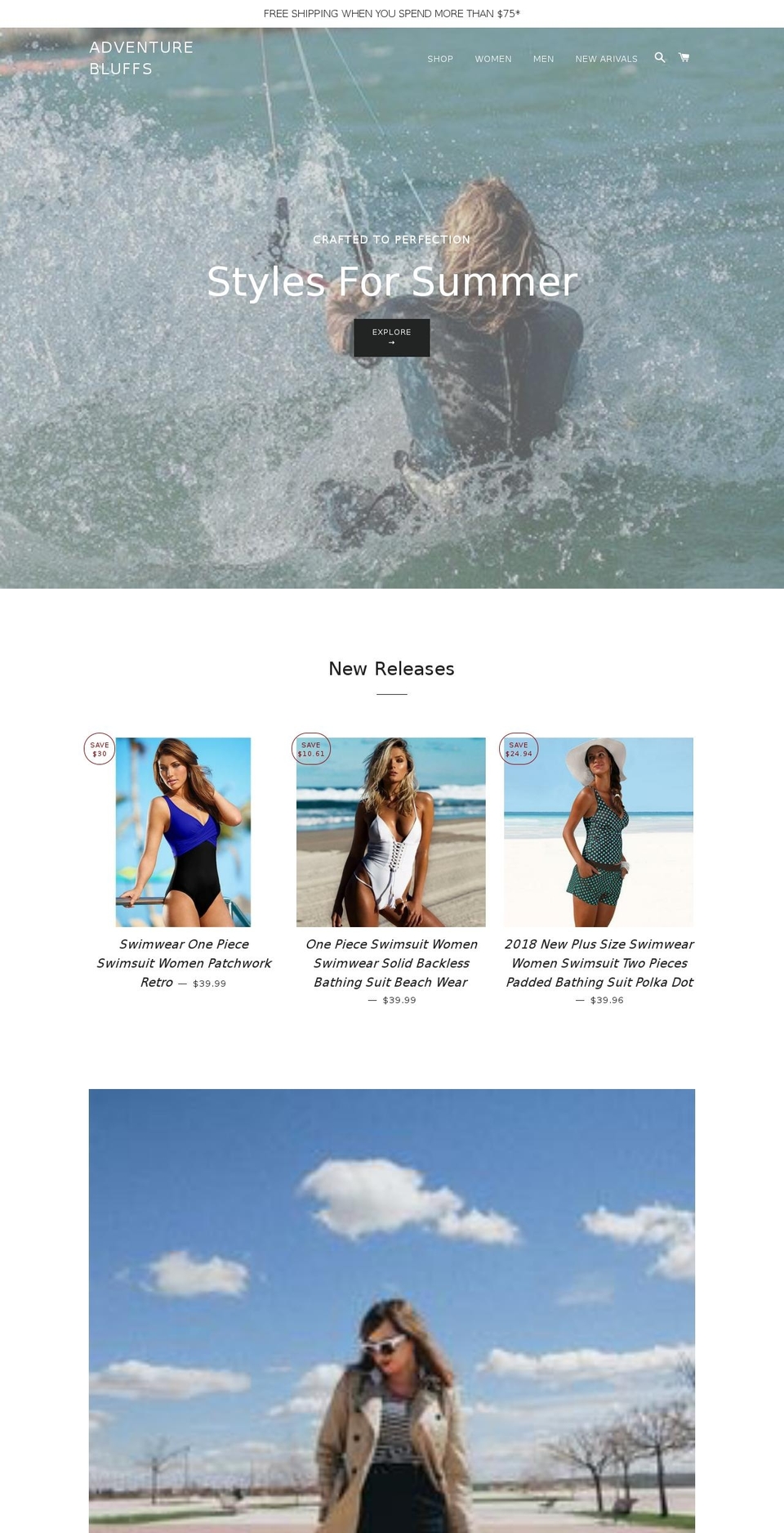 adventurebluffs.com — Shopify storefront screenshot