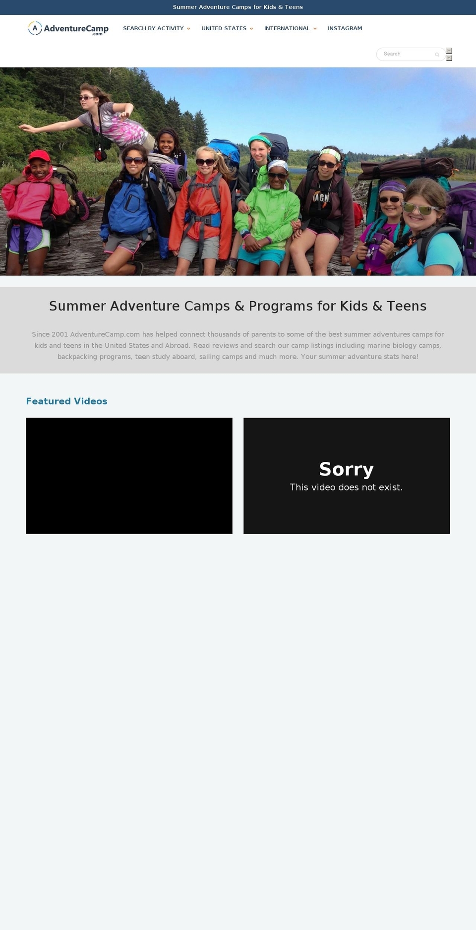 adventurecamps.org shopify website screenshot