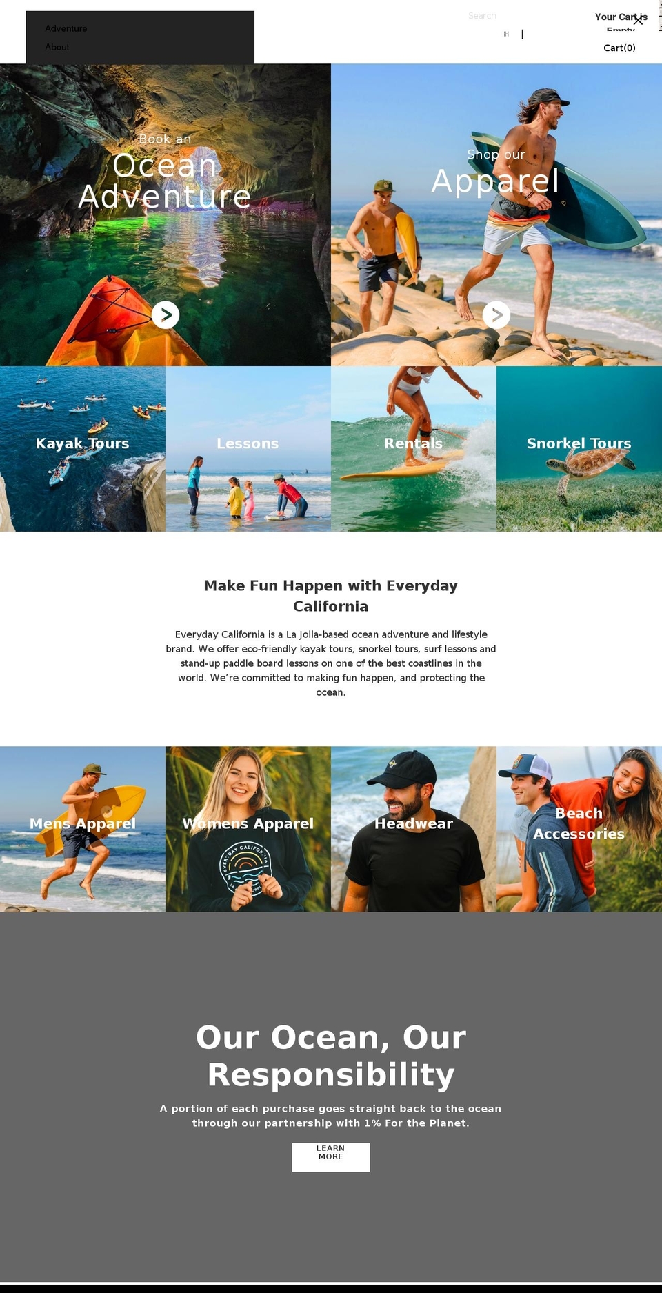 adventureeverydaycalifornia.com — Shopify storefront screenshot