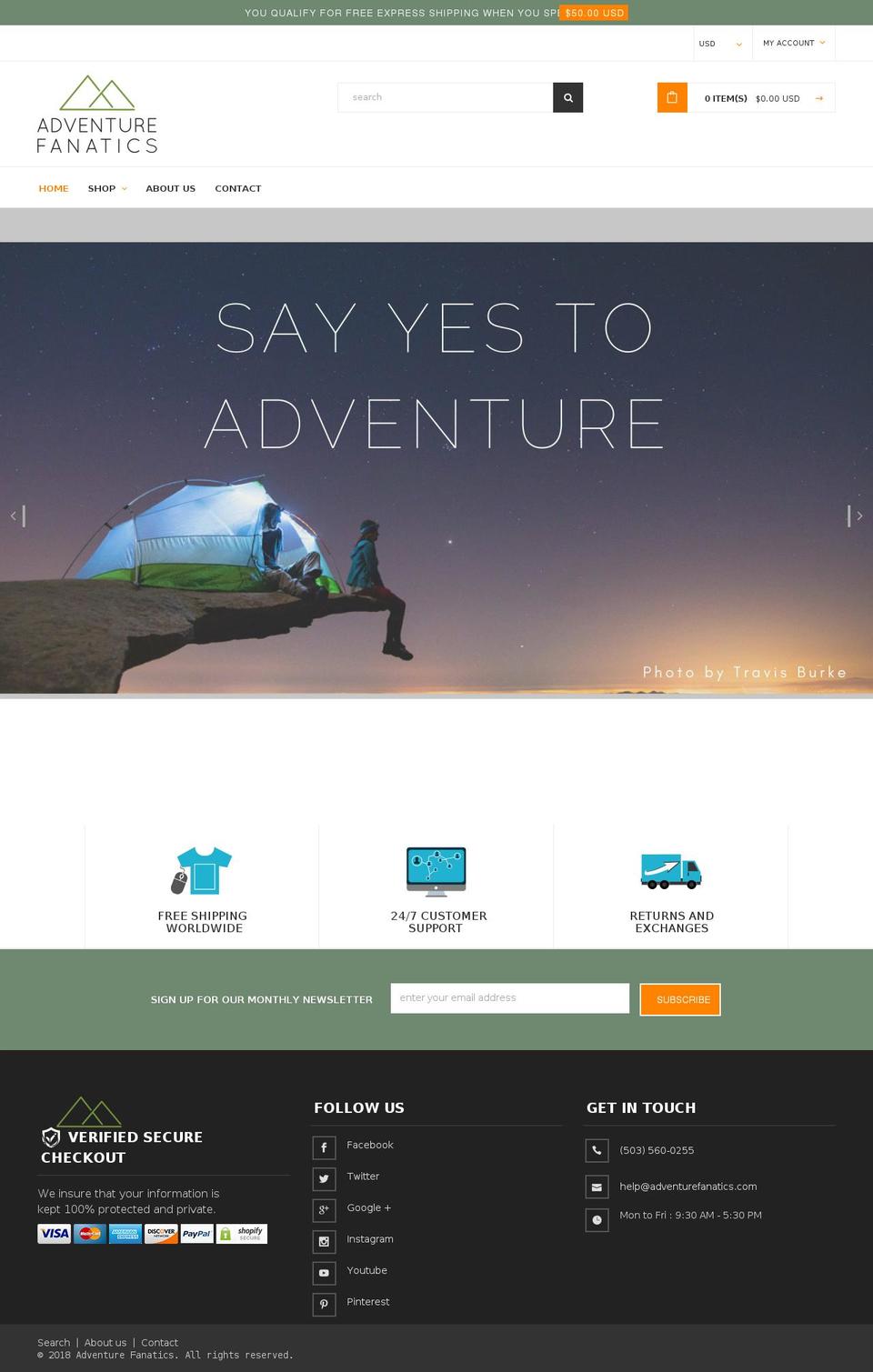 commercifythemev2-0 Shopify theme site example adventurefanatics.com