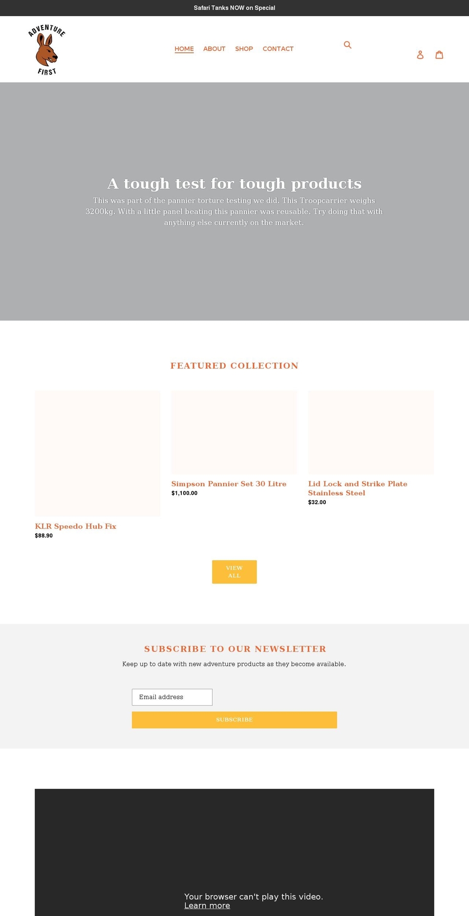 adventurefirst.com.au shopify website screenshot