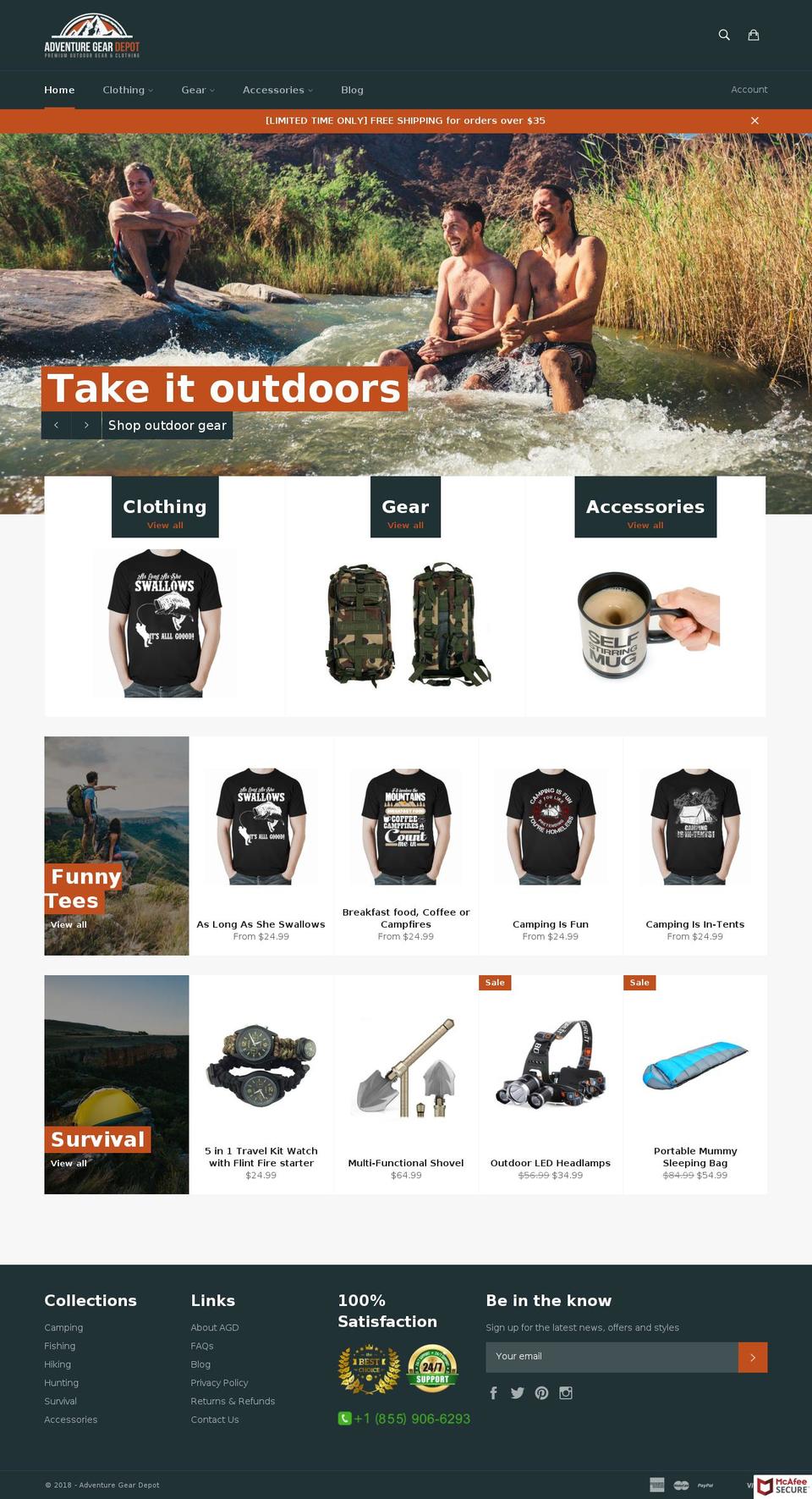 adventuregeardepot.com — Shopify storefront screenshot