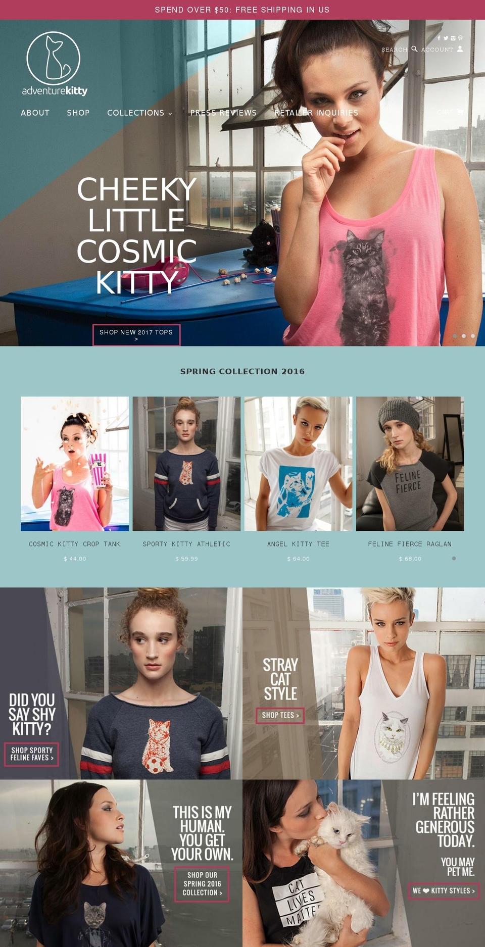 adventurekitties.com shopify website screenshot