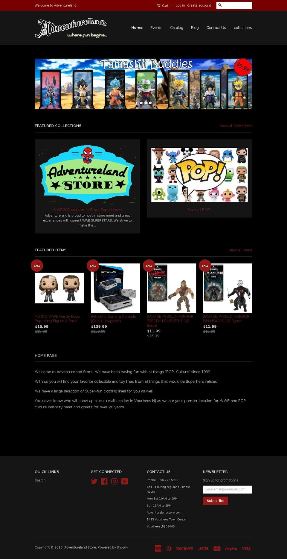 adventurelandstore.com shopify website screenshot