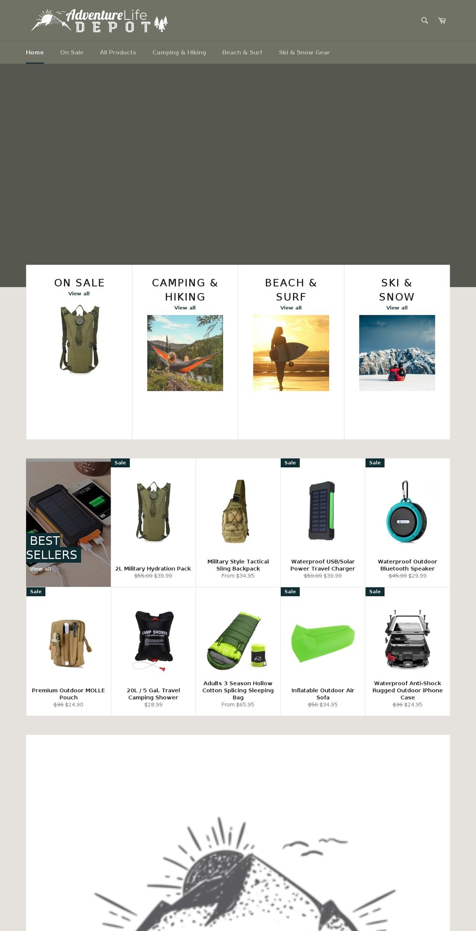 adventurelifedepot.com — Shopify storefront screenshot