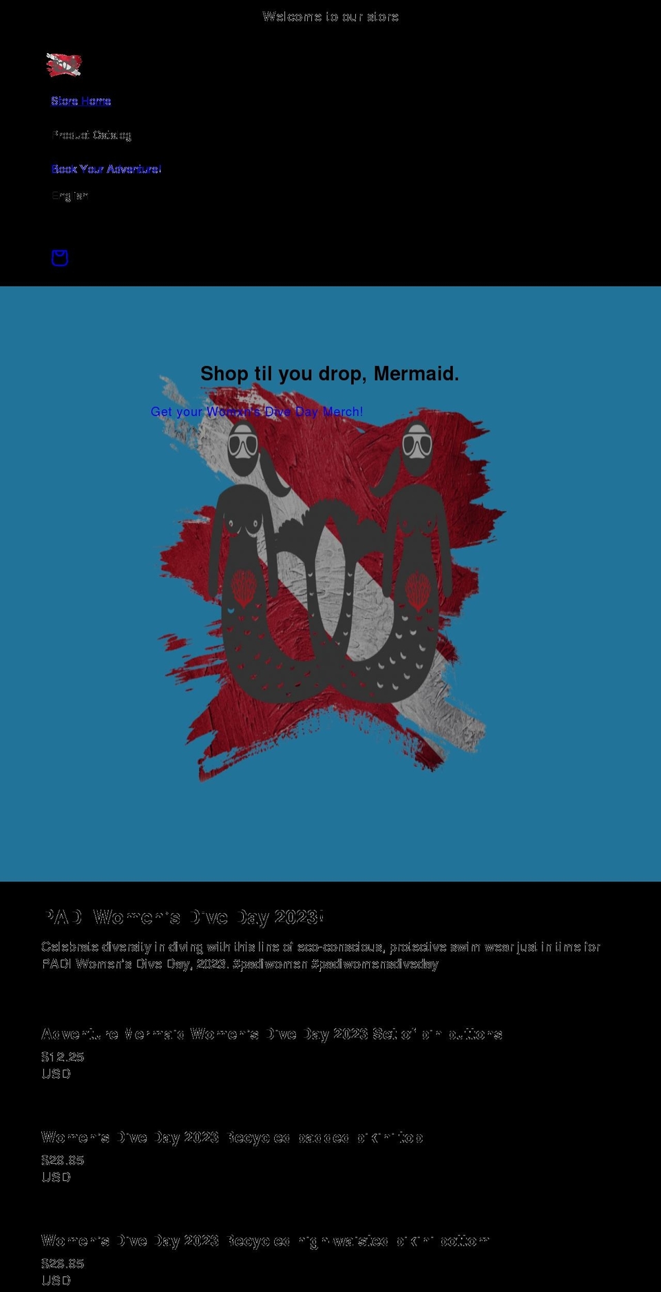 adventuremermaid.shop shopify website screenshot