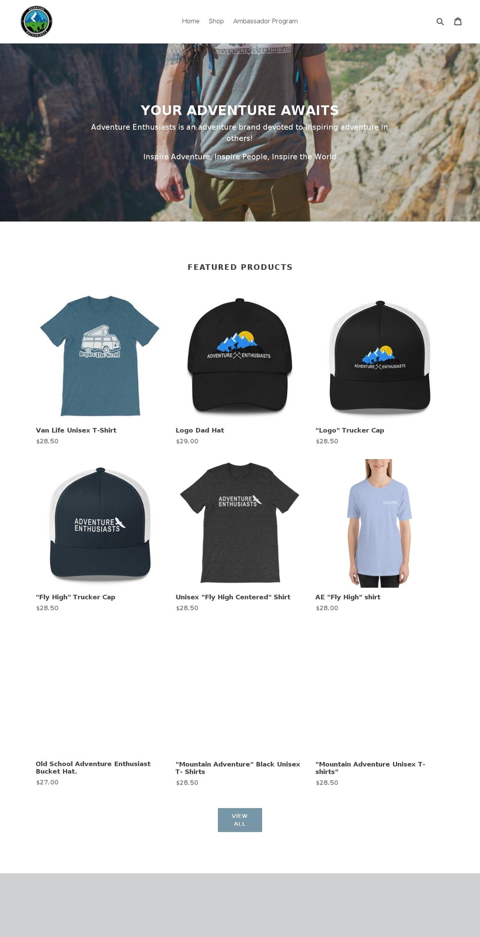 adventurenthusiasts.com — Shopify storefront screenshot