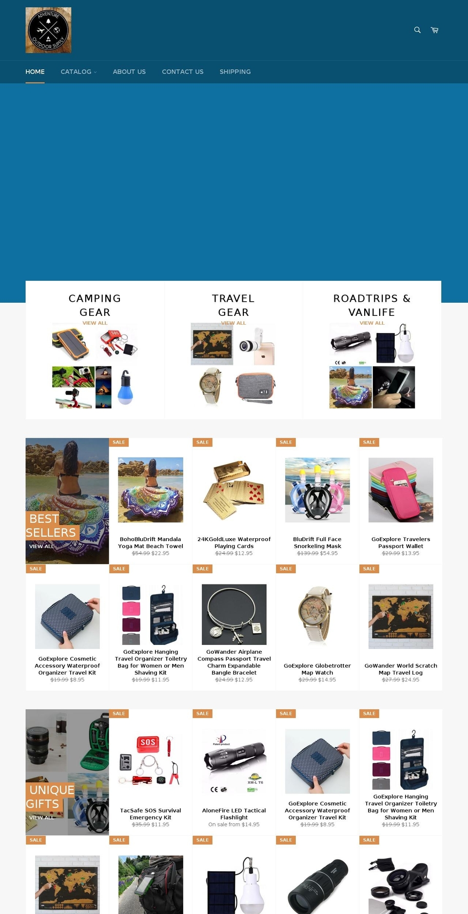 adventureoutdoorsupply.com — Shopify storefront screenshot