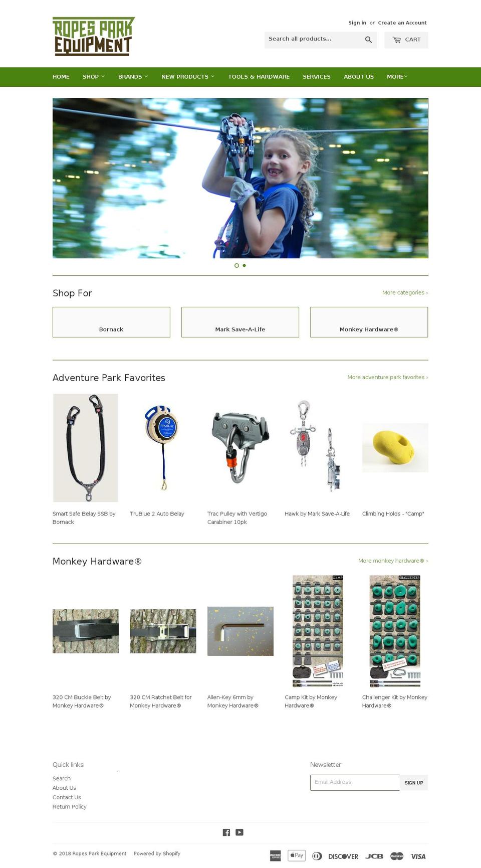 Ropes Park Equipment Shopify theme site example adventureparkstore.com