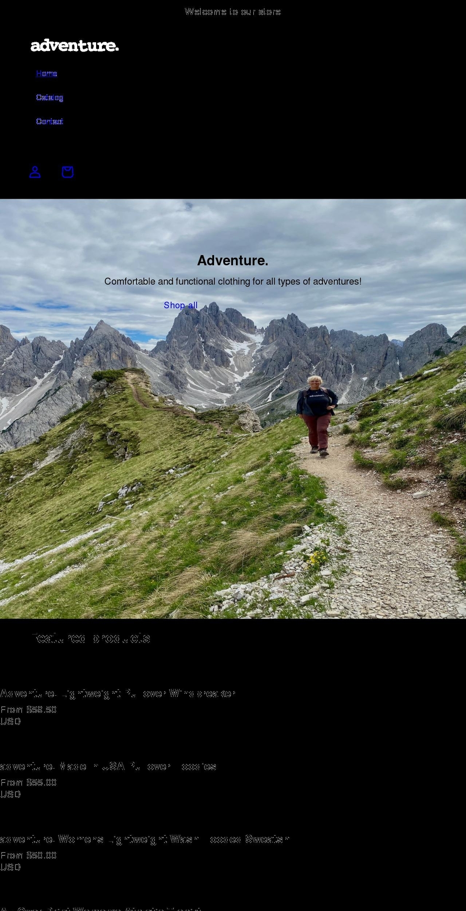 adventureperiod.com shopify website screenshot