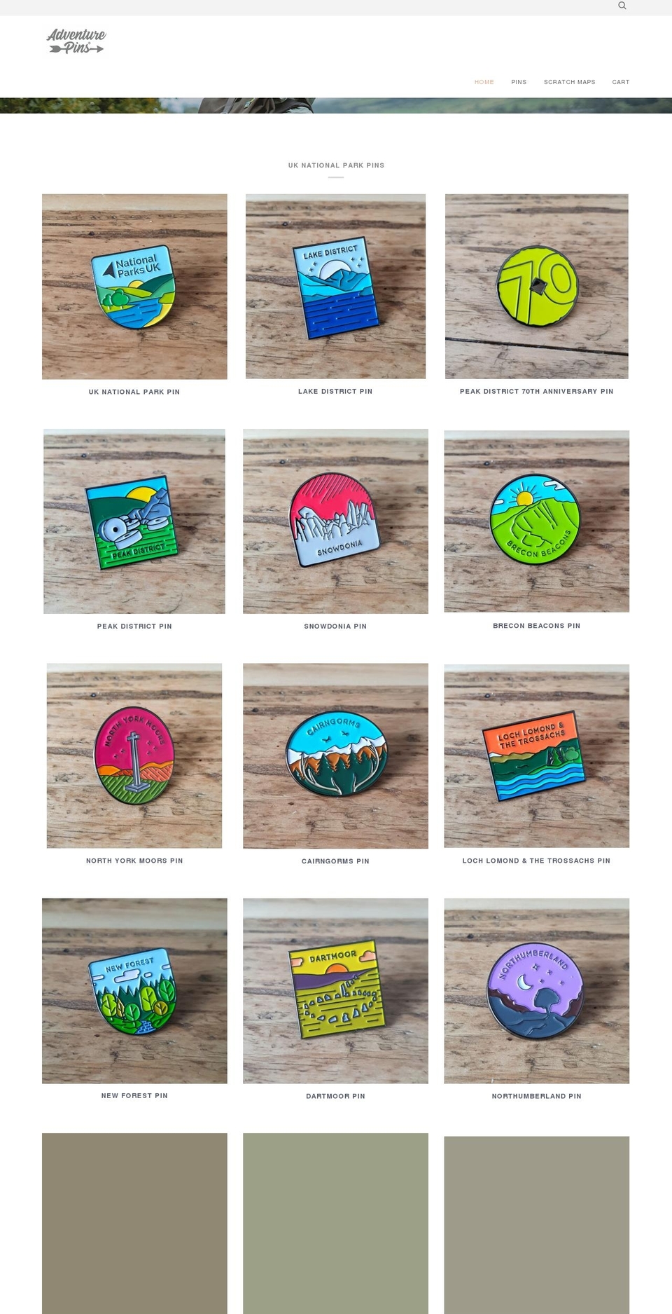 adventurepins.co.uk shopify website screenshot