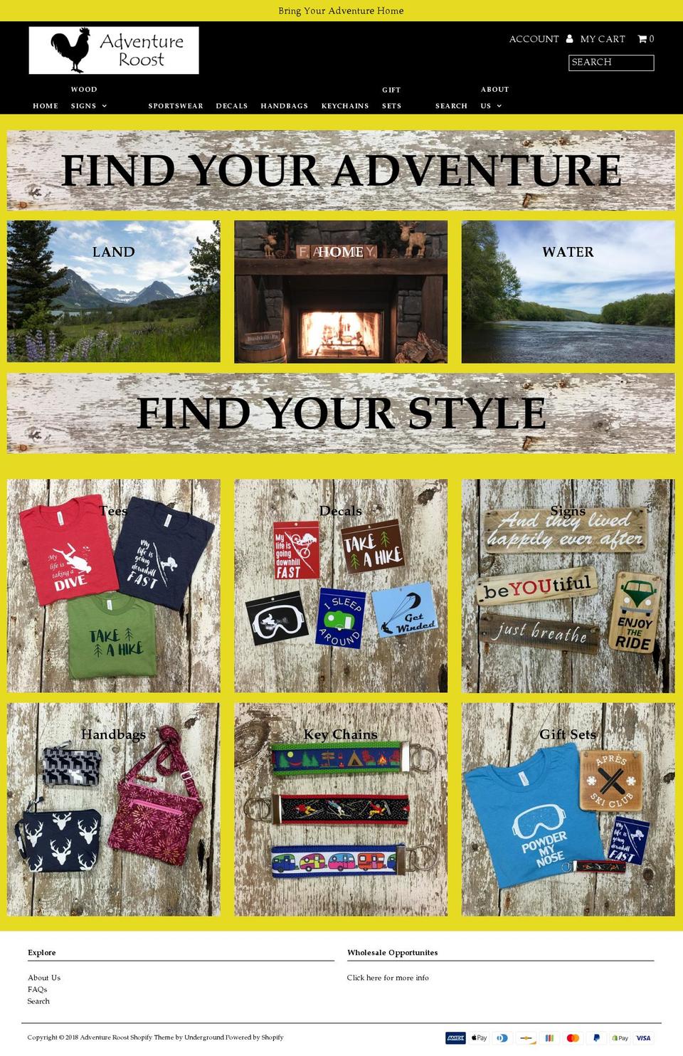 adventureroost.com — Shopify storefront screenshot