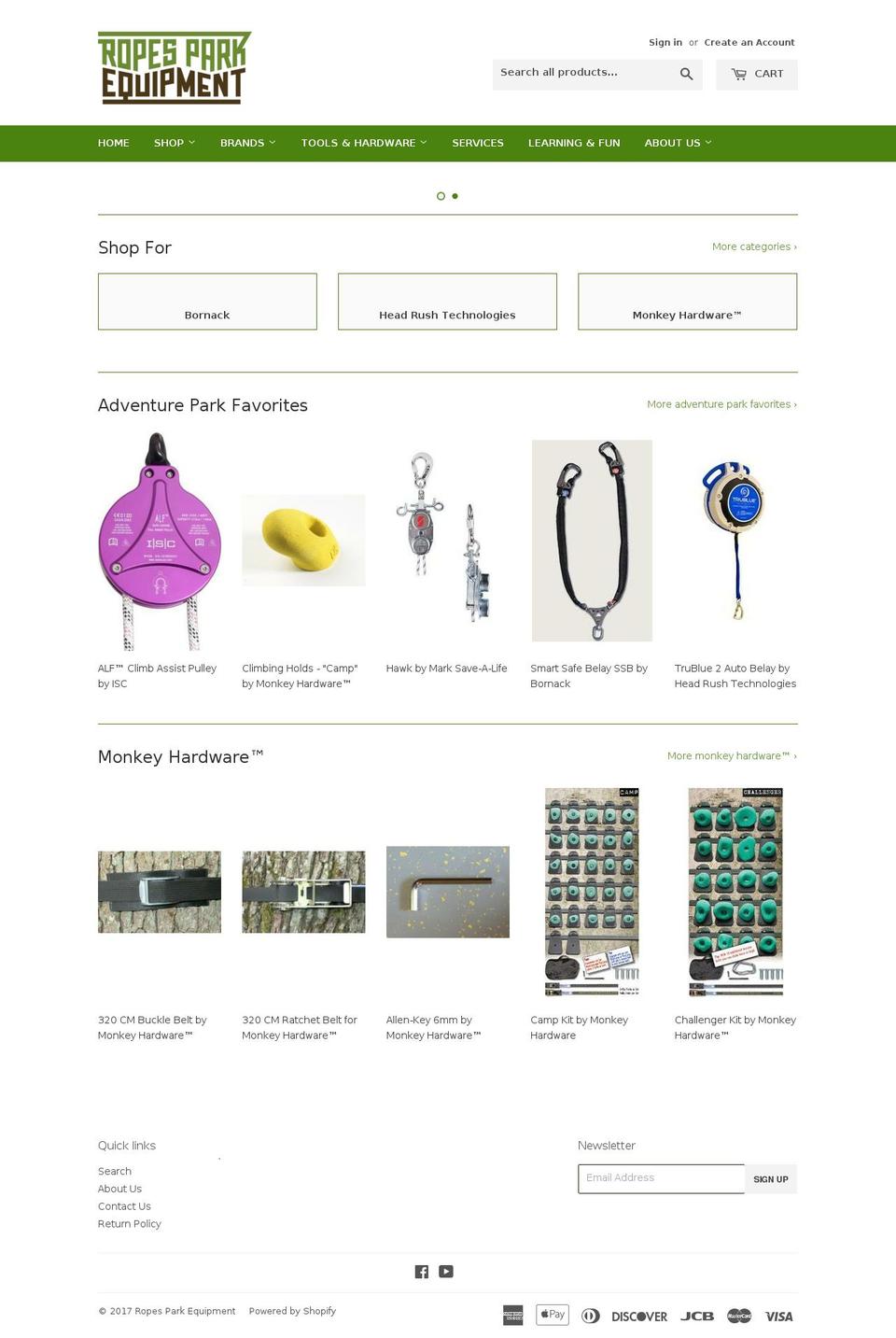 Ropes Park Equipment Shopify theme site example adventuresafetechnologies.com