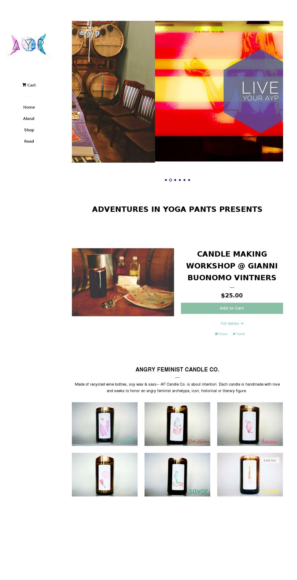 adventuresinyogapants.com — Shopify storefront screenshot