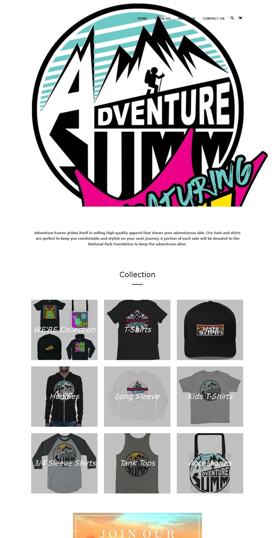 adventuresumm.com shopify website screenshot