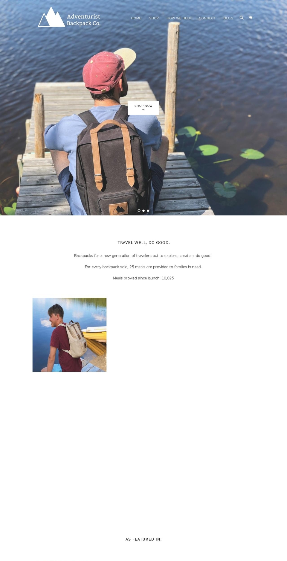 adventuristbackpacks.com shopify website screenshot