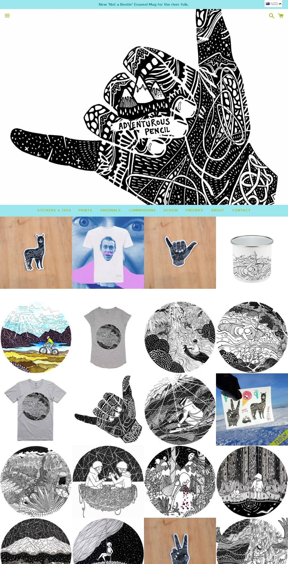 adventurouspencil.com — Shopify storefront screenshot
