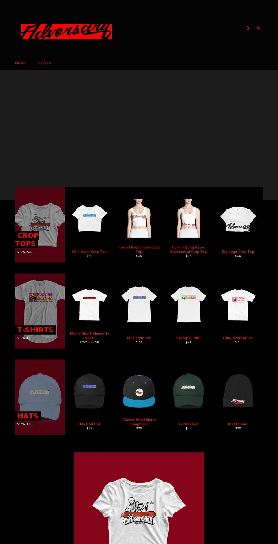 adversaryskateco.com — Shopify storefront screenshot