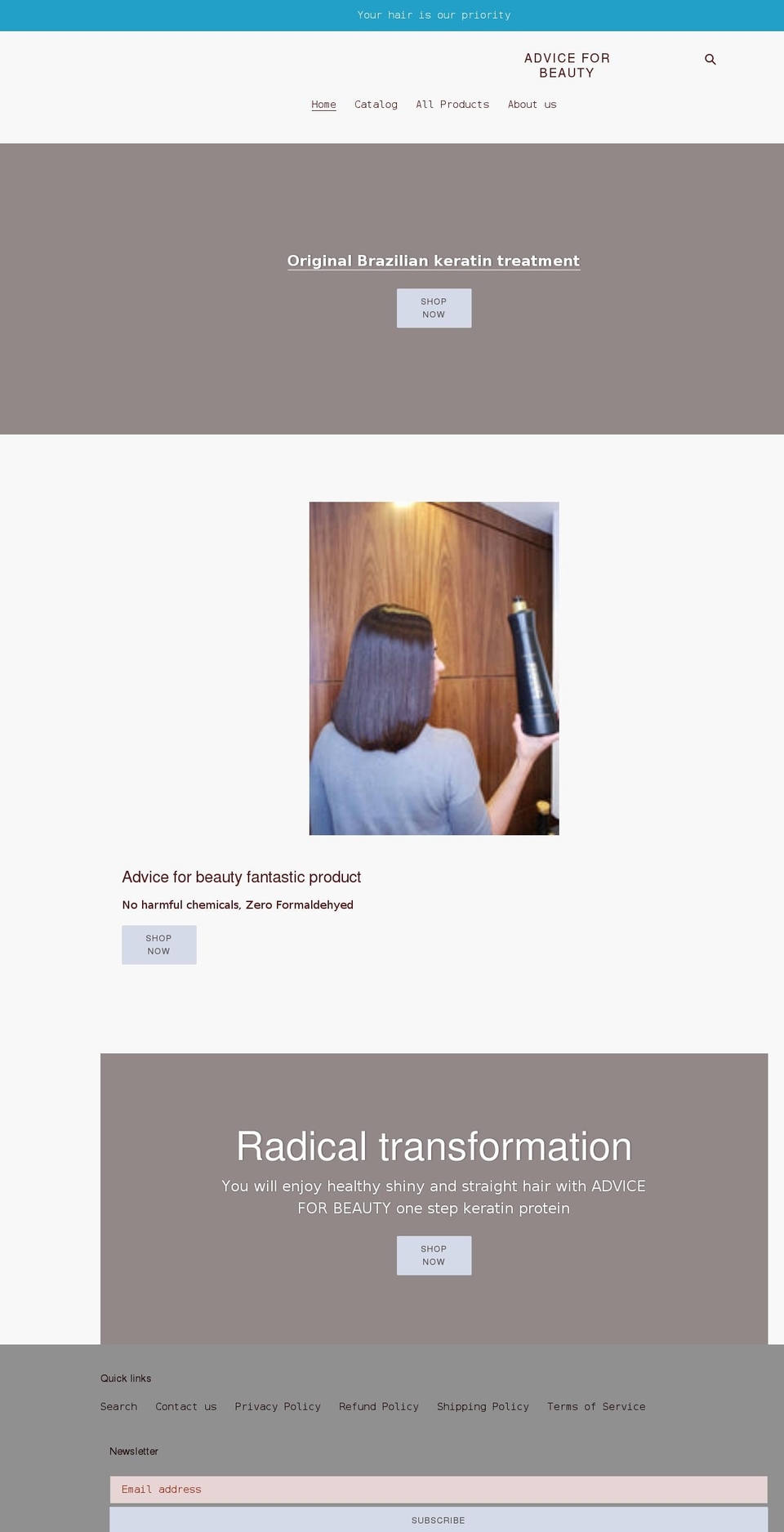 advice4beauty.com shopify website screenshot