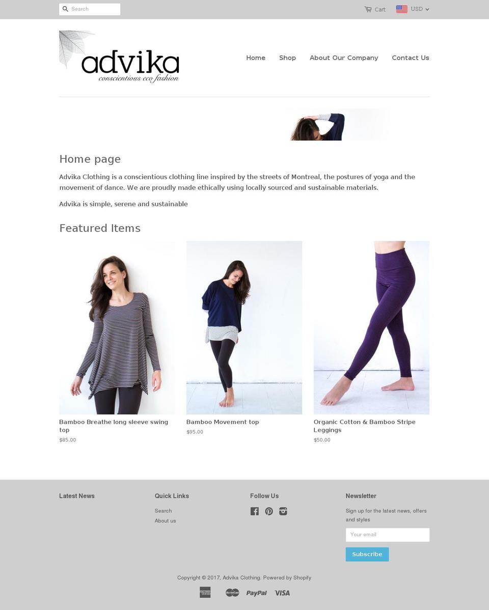 advikaclothing.com shopify website screenshot