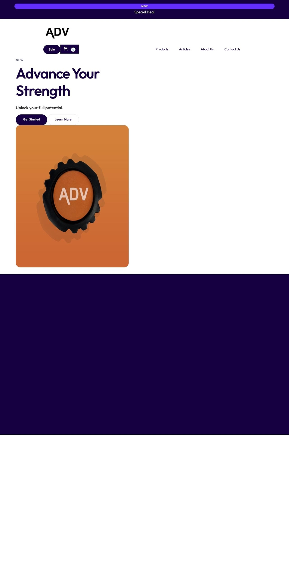 advstrength.com shopify website screenshot