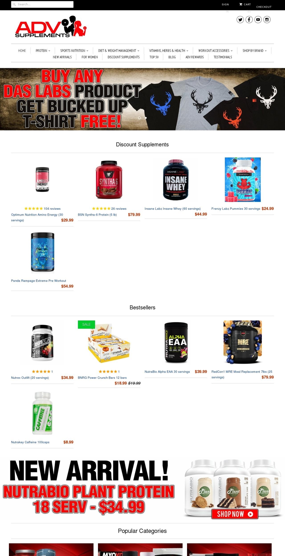 advsupplements.com shopify website screenshot