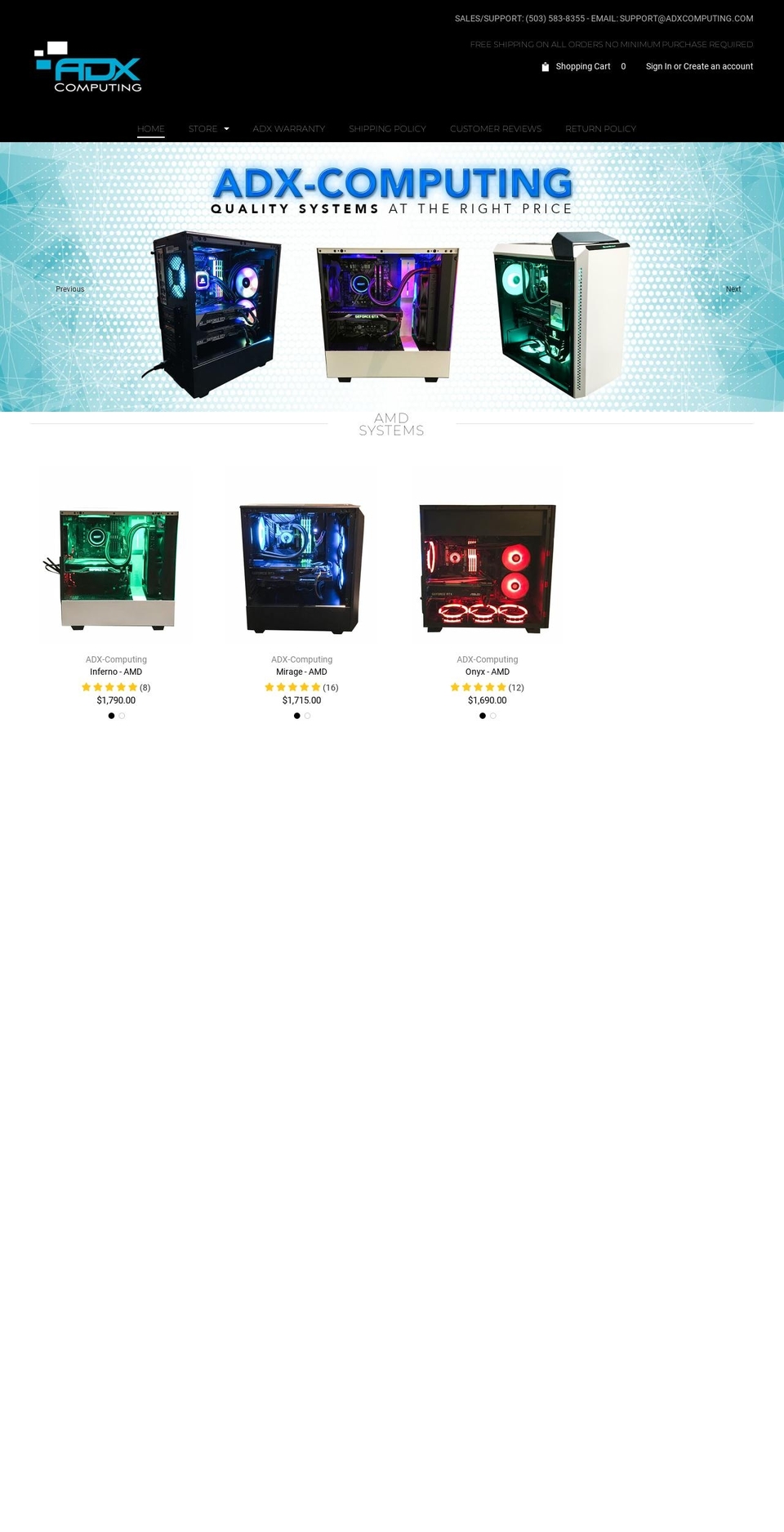 adxcomputing.com shopify website screenshot