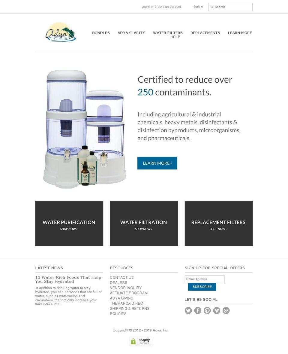 adyaclarity.com shopify website screenshot