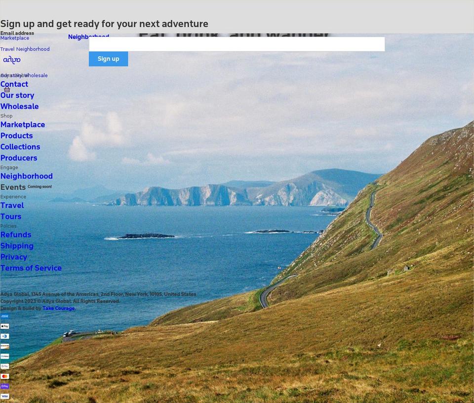 adyaglobal.com shopify website screenshot